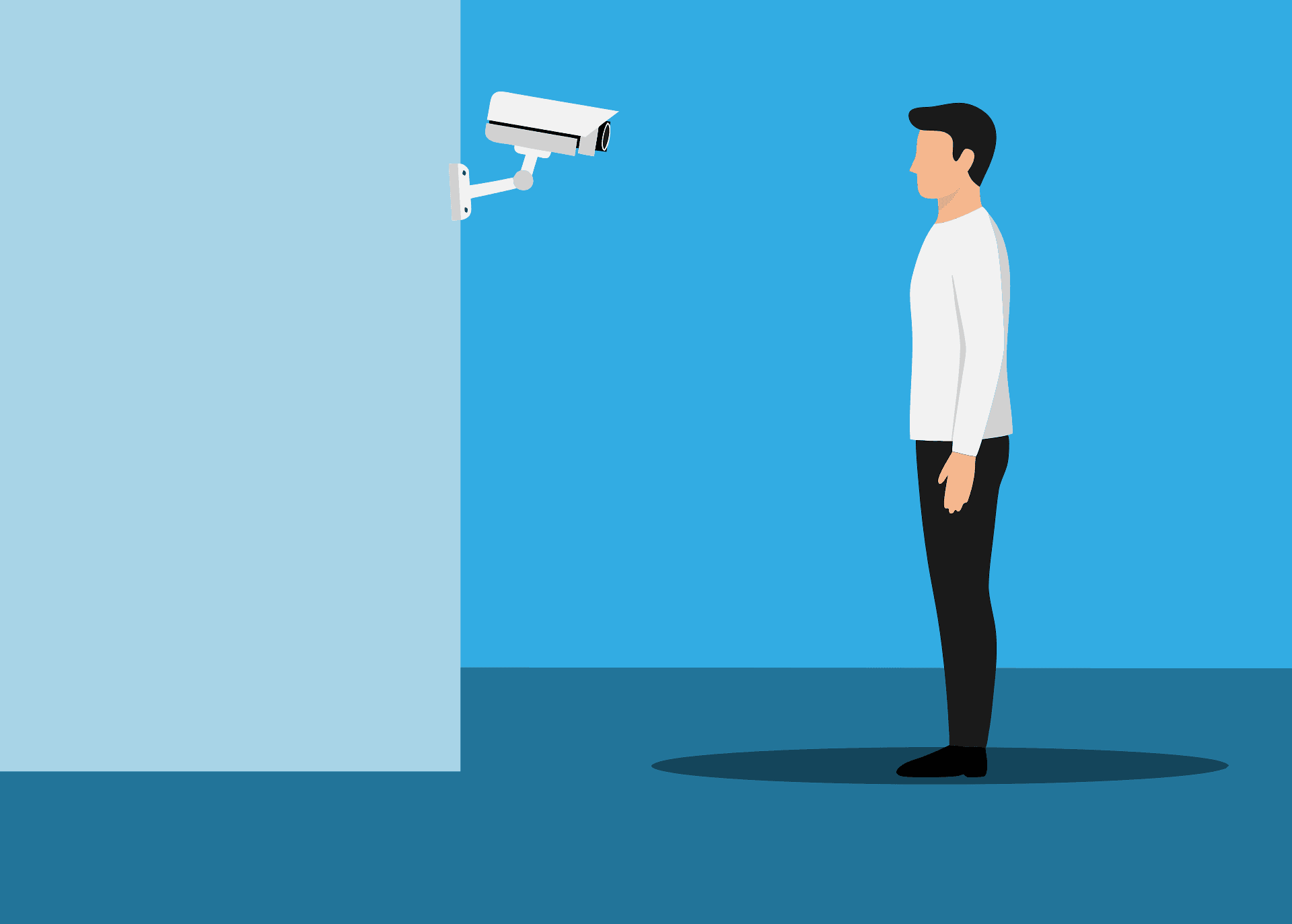 Modern business security camera mounted on a wall